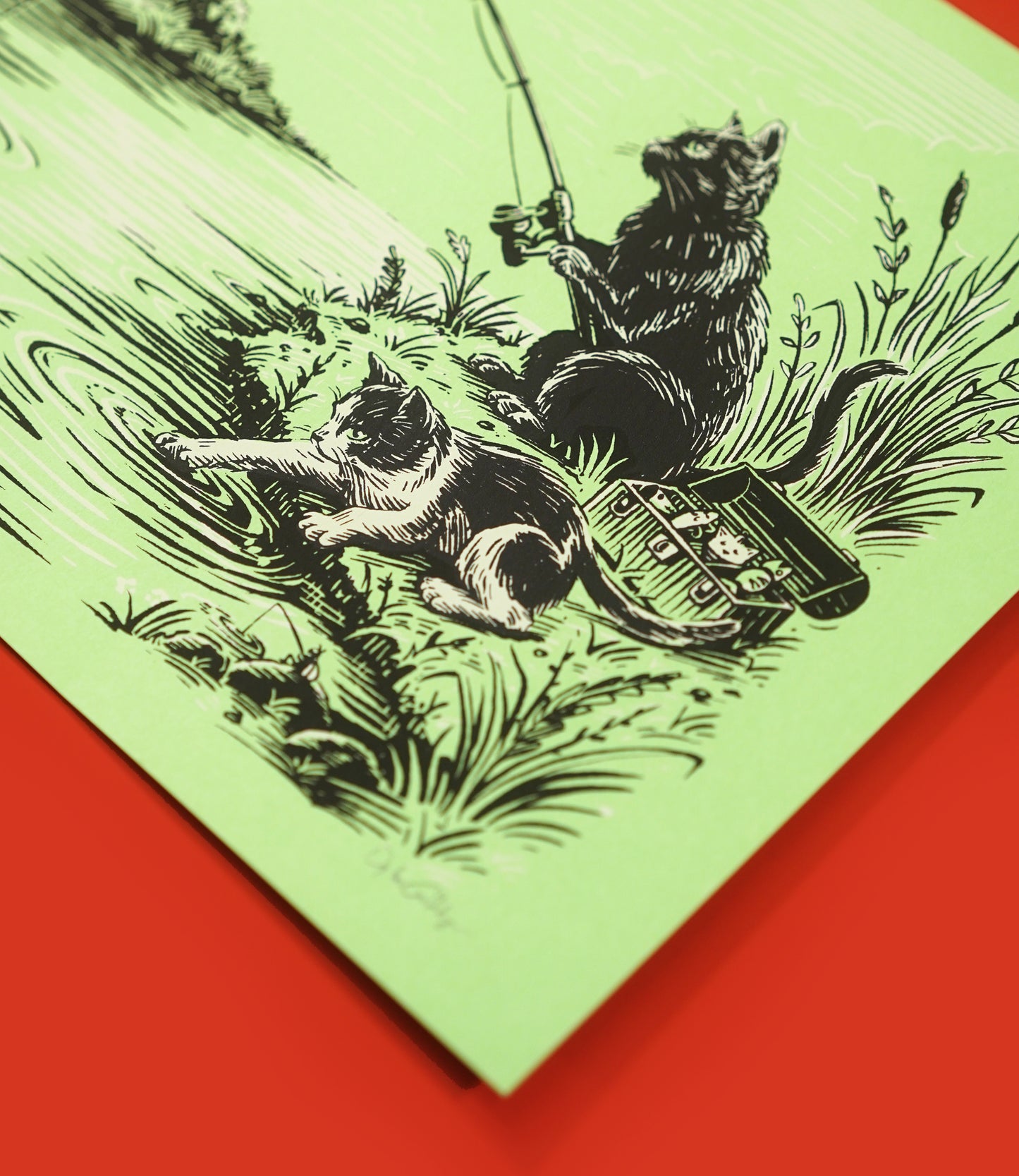 Cat Fishin' Screen Print- 100% Proceeds going to Saipan Humane Society