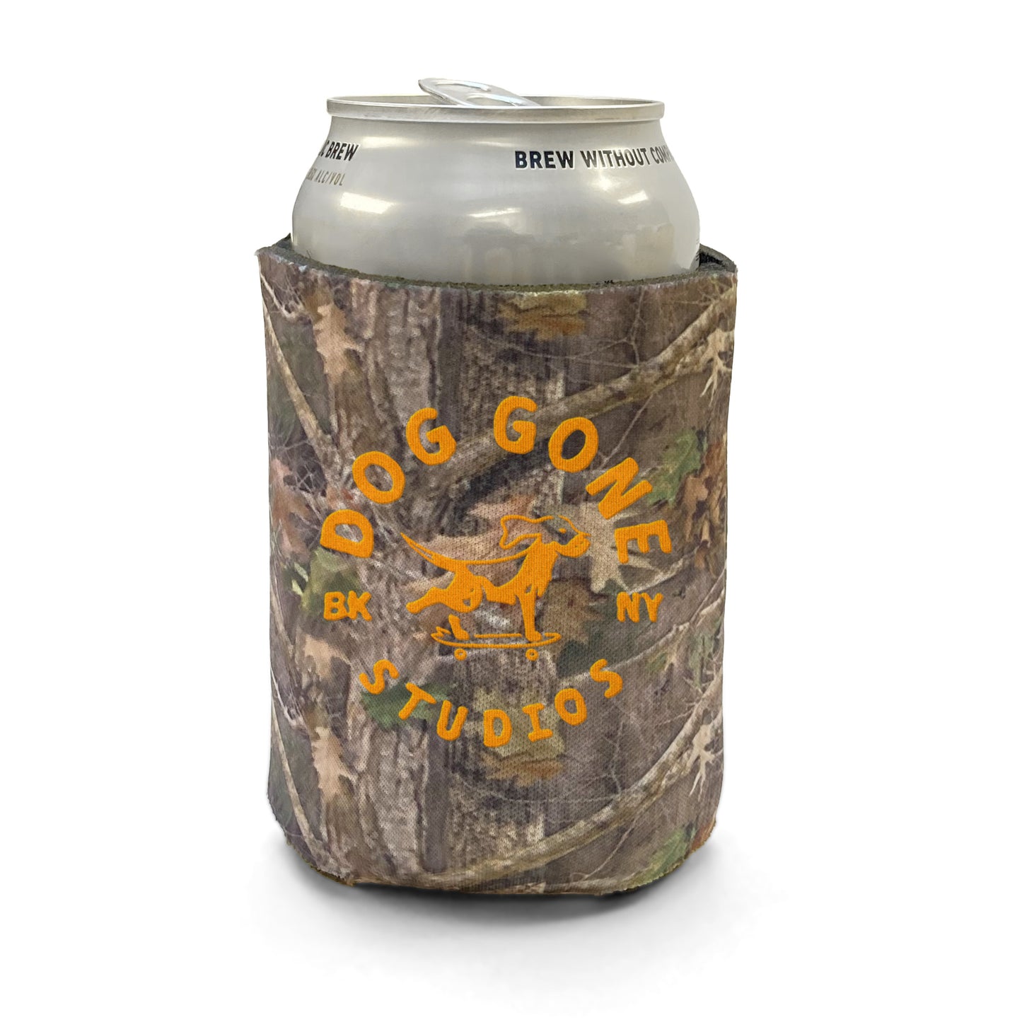 Skateboarding Dog Camo Drink Koozie
