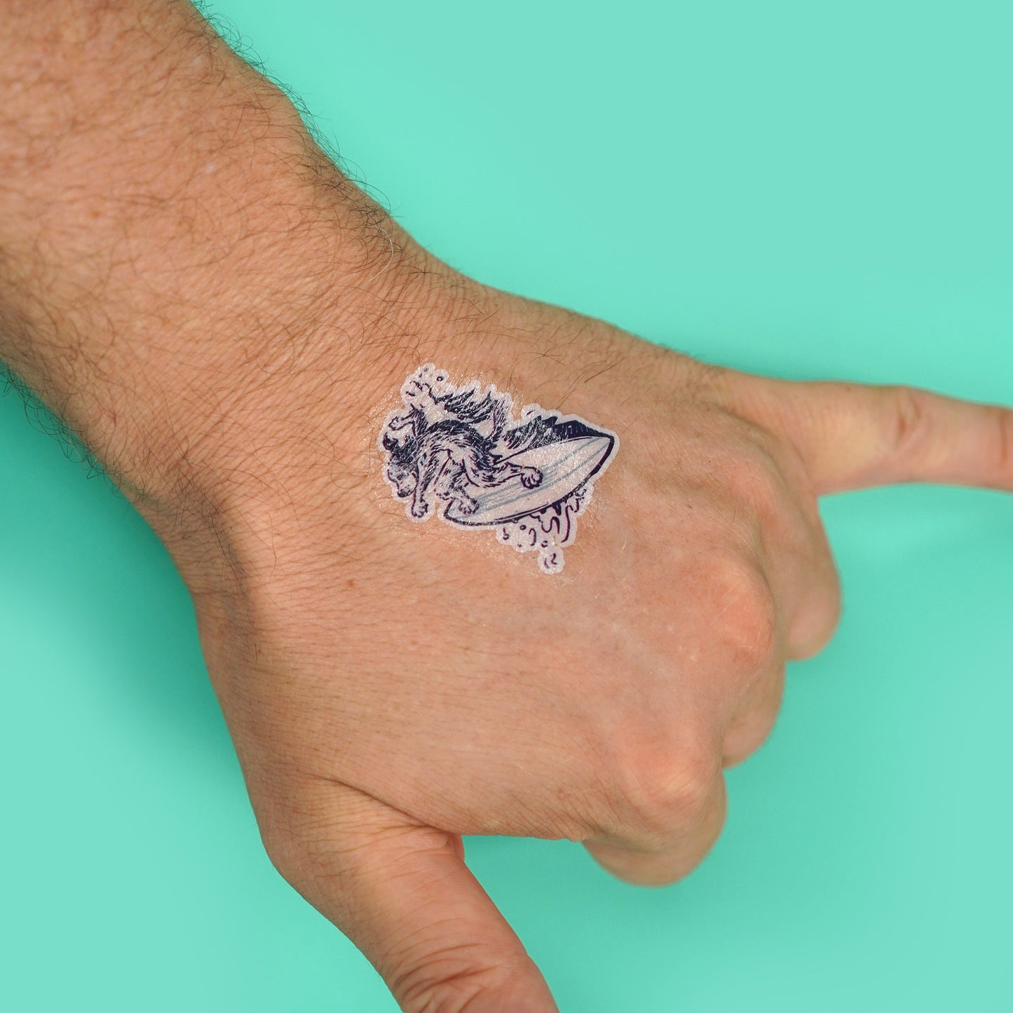 Surfing Dog Waterless Temporary Tattoo