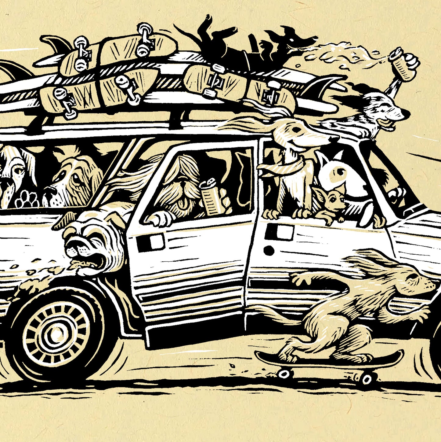 Beach Bound Hounds Screen Print