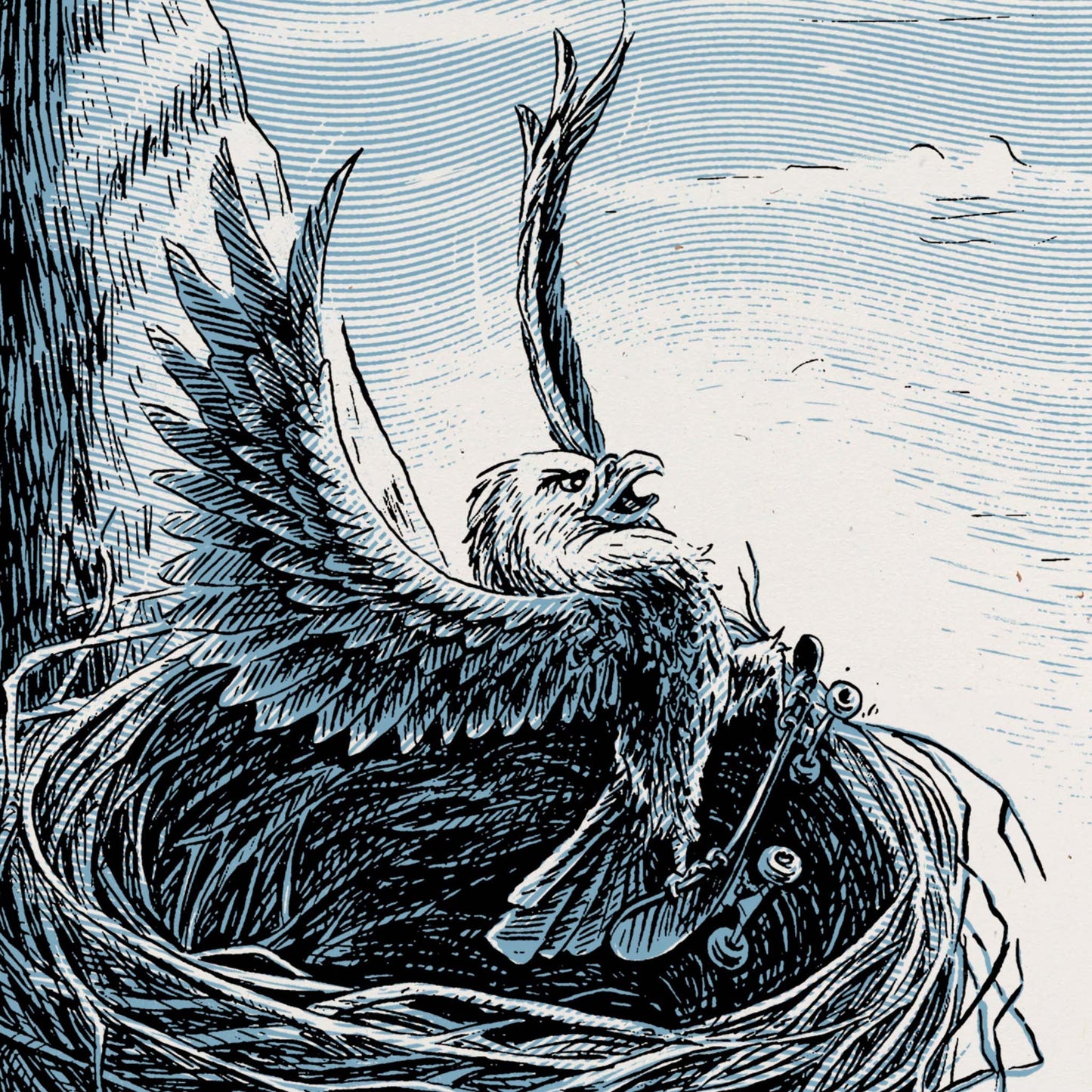 Skateboarding Eagle Screen Print
