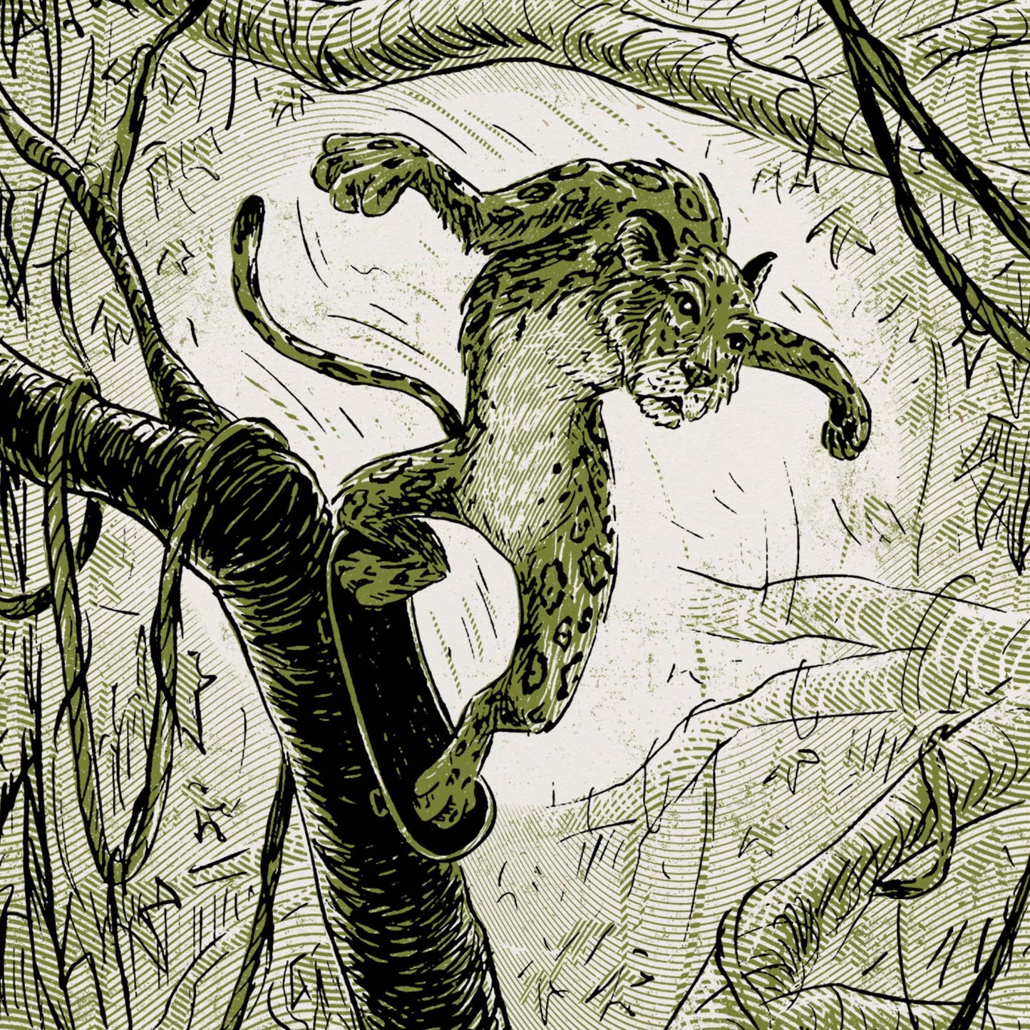 Skateboarding Leopard Screen Print