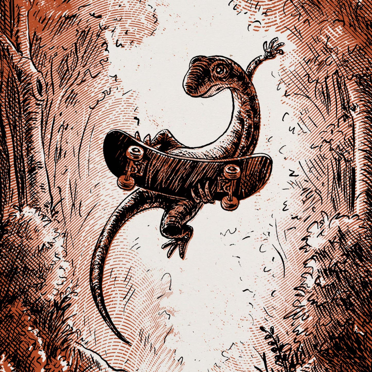 Skateboarding Lizard Screen Print