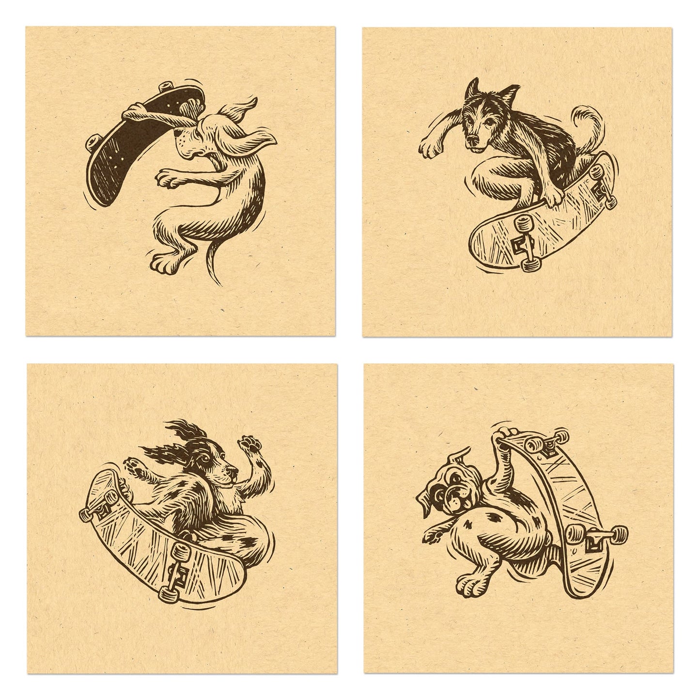 Skate Dog Print Set