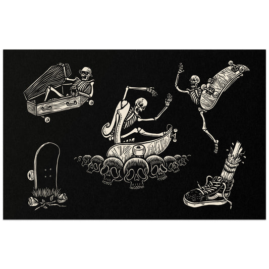 Glow in the Dark Skeleton Skaters Screen Print