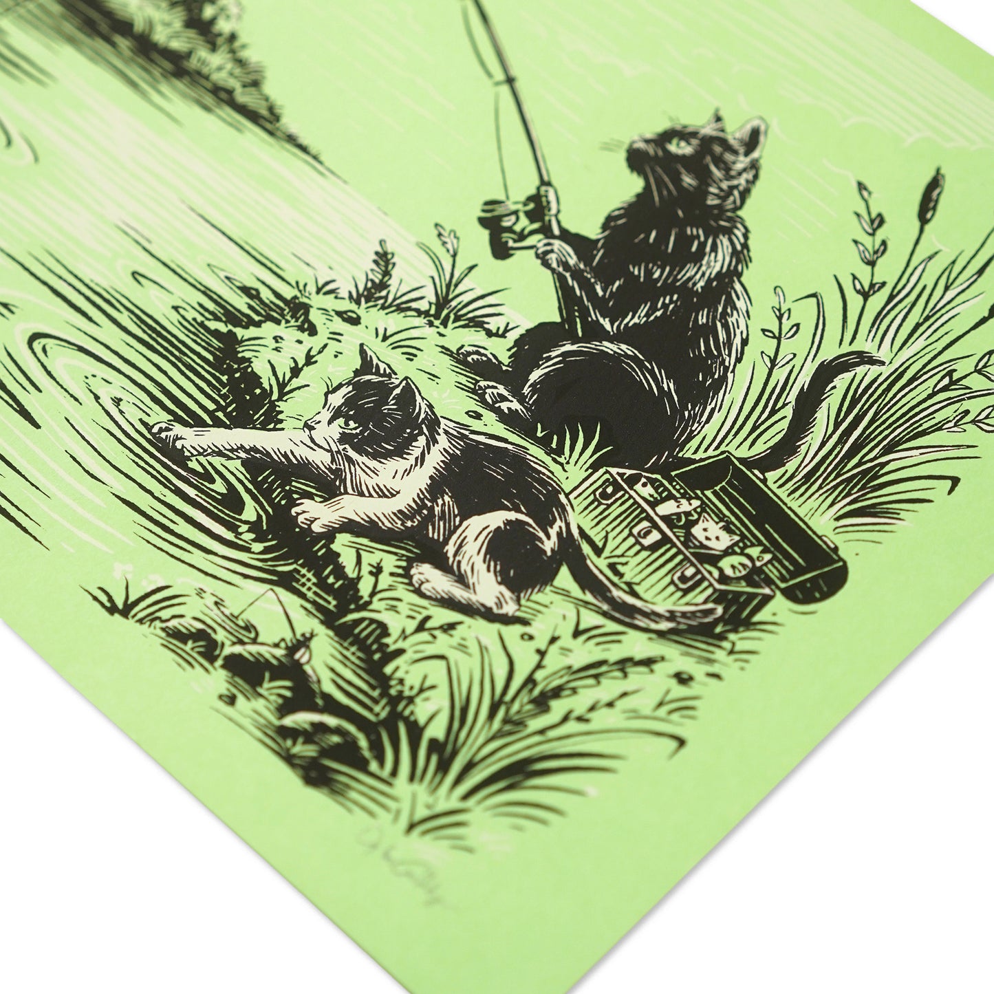 Cat Fishin' Screen Print