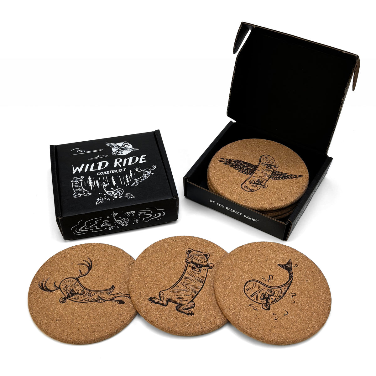 Wild Ride Coaster Set - Illustrated + Hand-Printed by Dylan 