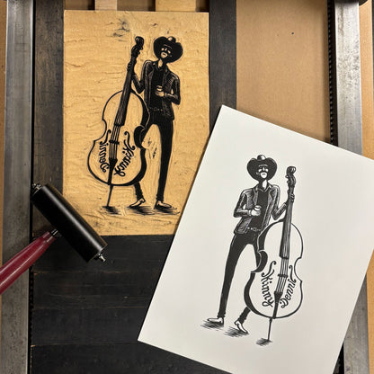 Skinny Dennis Woodcut Print