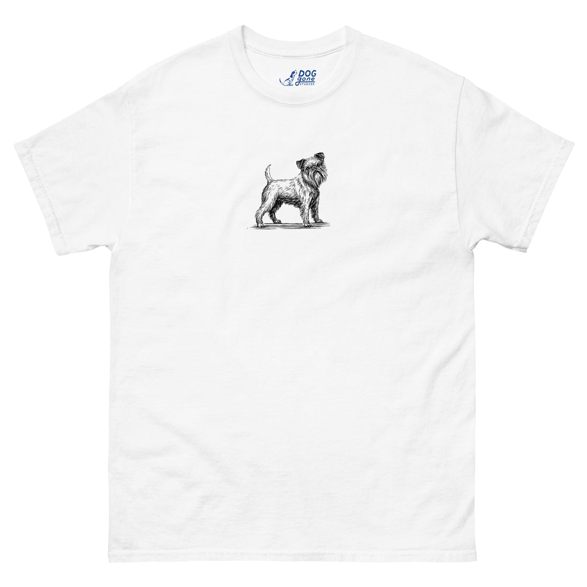 White Brussels Griffon T-shirt with a small dog illustration on the chest