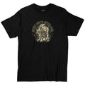 Black Shake Dog T-shirt laid flat, featuring a cream dog graphic and circular chest text.