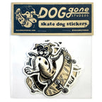 Skate dog sticker pack in a clear sleeve with illustrated dog and skateboard designs